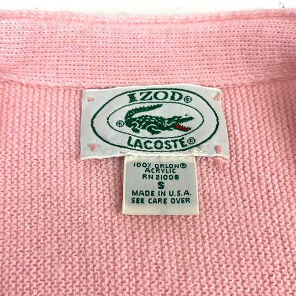 Vintage Izod Lacoste Cardigan Sweater Mens Size Small Pink Casual - Picture 6 of 12